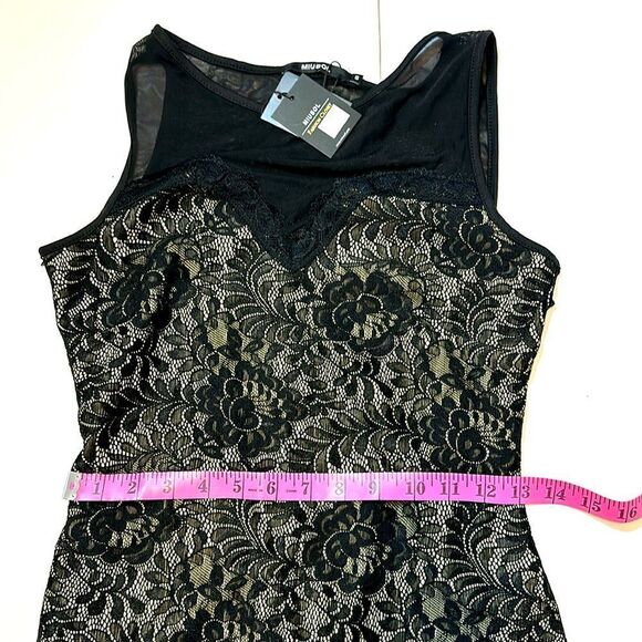 NEW miusol black and nude lace crochet mesh back maxi dress size S - Picture 10 of 12